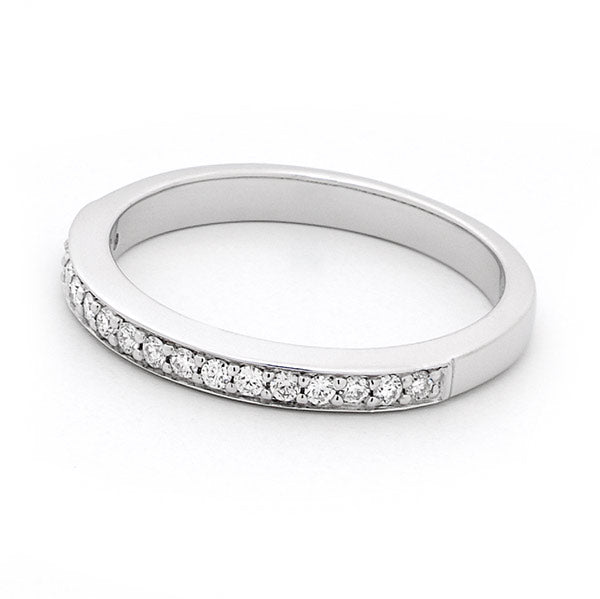 18ct White Gold Bead Set Diamond Wedding Ring