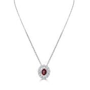 18ct White Gold, Ruby & Diamond Pendant