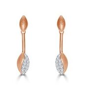 9ct Rose Gold Matte Marquise Diamond Stud