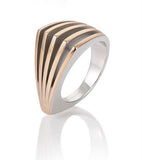 Sterling Silver and Rose Gold Plated Five Row Ring