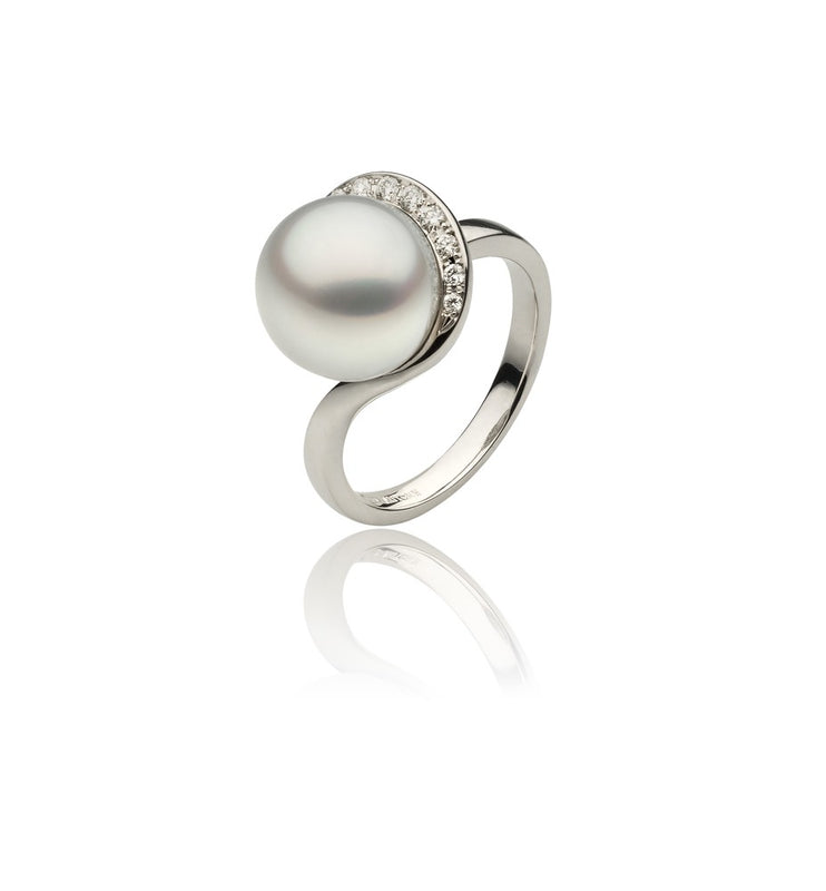 Diamond and Pearl Swirl Ring