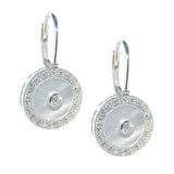 Stirling Silver, Mother of Pearl & C.Z. Leverback Earrings
