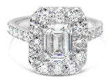 Emerald Cut Diamond With Large Diamond Set Halo