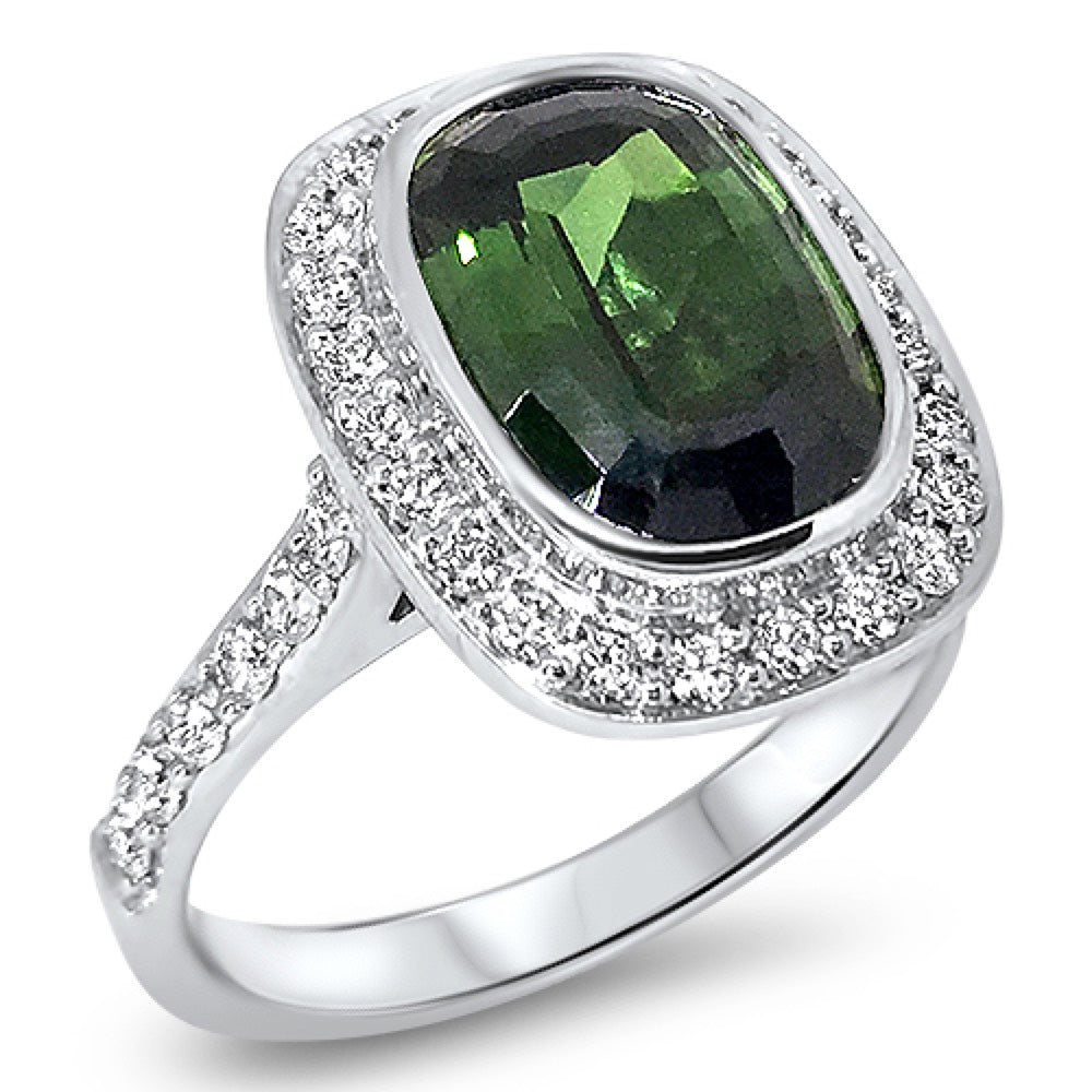 Green tourmaline and hot sale diamond ring