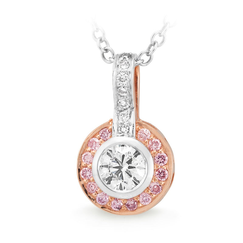 18ct Two-tone Pink and White Diamond Pendant