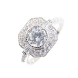 Stirling Silver, C.Z. Art-Deco Inspired Ring
