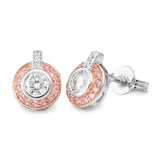 Rose & White Gold Pink & White Diamond Stud Earrings