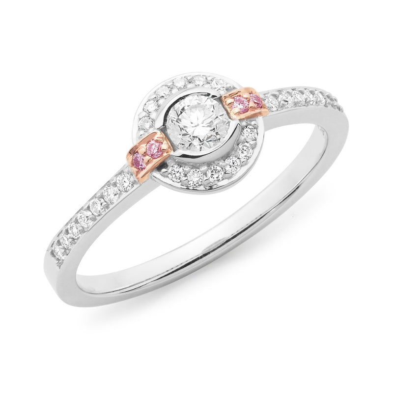Round Brilliant Cut Pink & White Diamond Ring