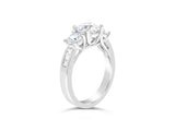 Three Stone Diamond Ring With Diamond Set Shoulders