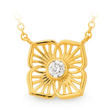 Yellow Gold Diamond Flower Pendant