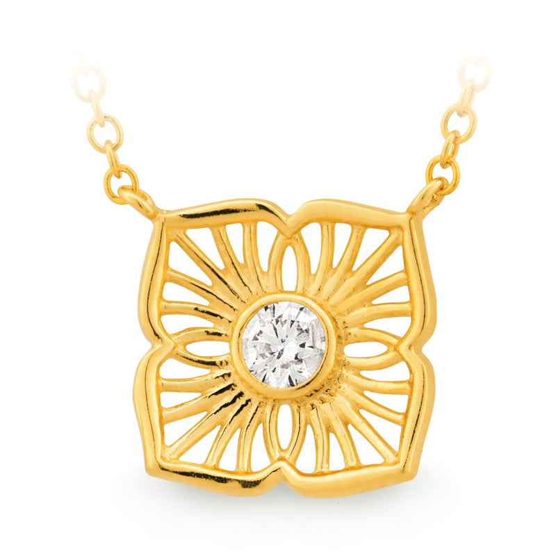 Yellow Gold Diamond Flower Pendant