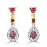 Spinel & Diamond 3-Tone Earrings