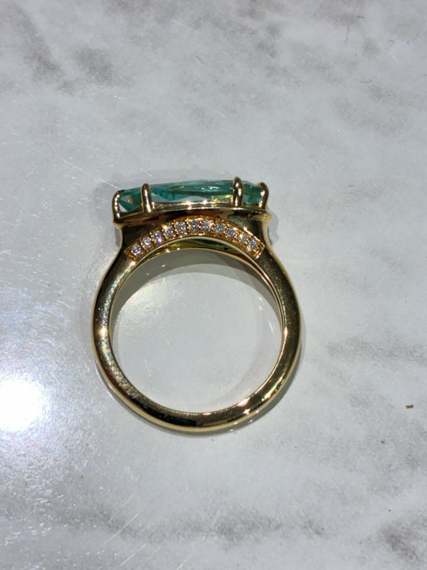 18ct Yellow Gold Emerald and Diamond Ring
