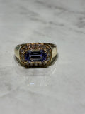 9ct Yellow Gold Lilac Tanzanite and Diamond Signet ring