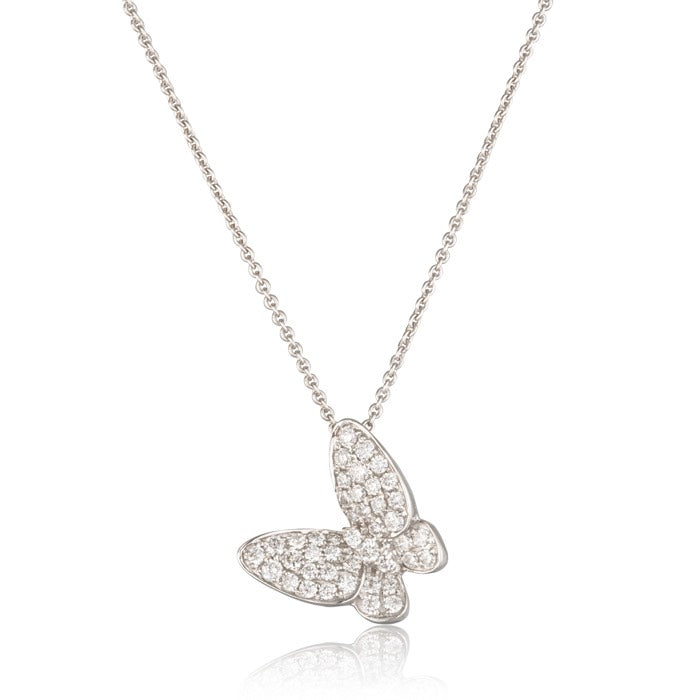 18ct White Gold Pave Set Diamond Butterfly Pendant