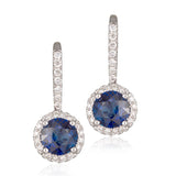 18ct White Gold Shapphire and Diamond Drop Earrings