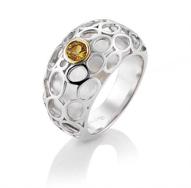 Sterling Silver and 9ct Yellow Gold Citrine Loop Ring