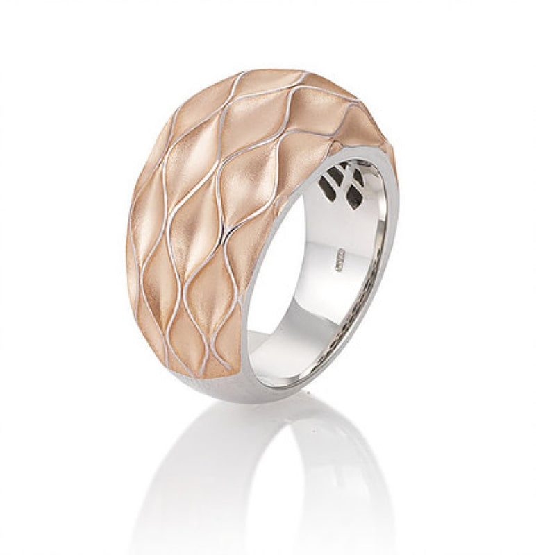 Rose Gold Plated Sterling Silver Wave Ring