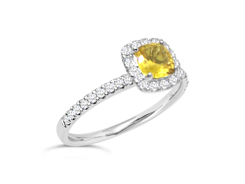 Australian Yellow Sapphire and Diamond Ring