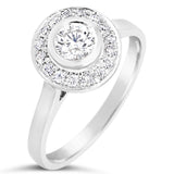 Bezel Set Diamond Halo Ring