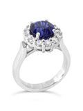 Ceylon Sapphire and Diamond Cluster Ring