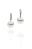 Pave Diamond Set Pearl Earrings
