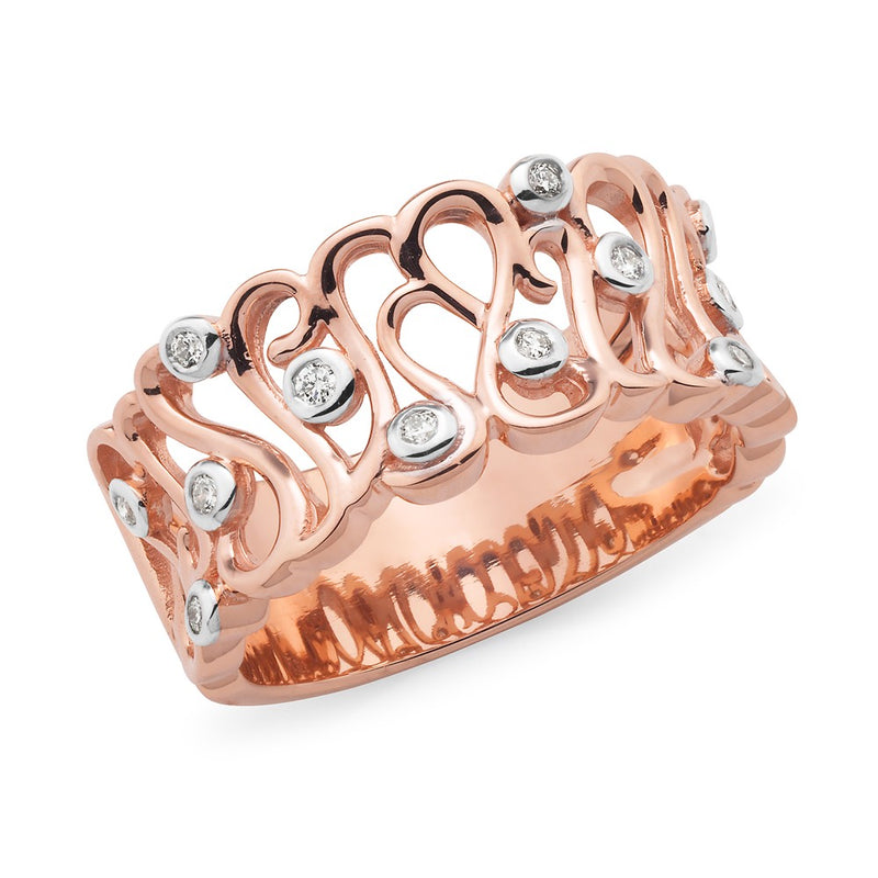 Rose Gold and Diamond Wave Ring